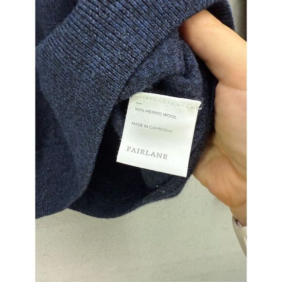 Fairlane Mens Blue Long Sleeve 1/4 Zip Merino Wool Pullover Sweater Size Large - Picture 5 of 8